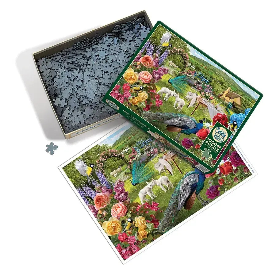 Little Lambs Rose Garden 1000 Piece Jigsaw Puzzle Cobble Hill