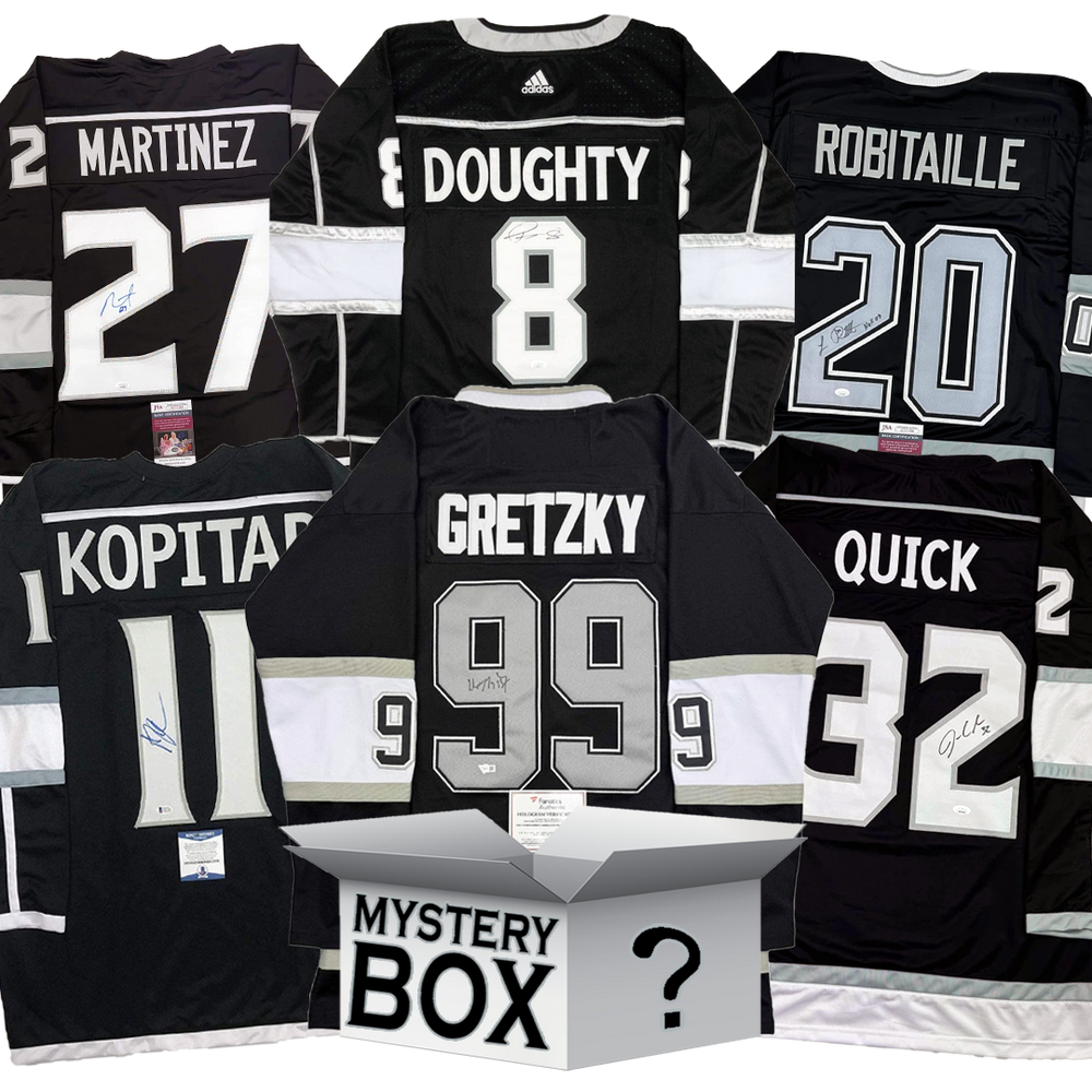 Autographed/Signed Los Angeles Hockey Jersey Mystery Box with PSA JSA or Beckett COA (ONLINE ORDER ONLY)