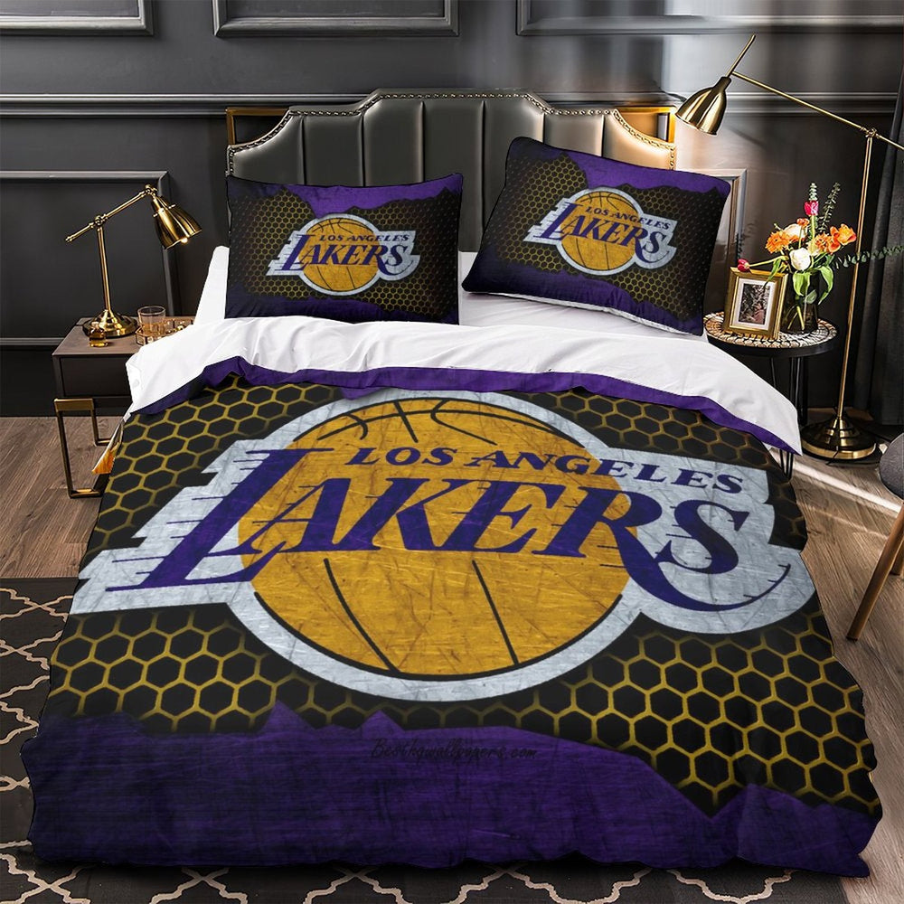 Los Angeles Lakers Bedding Set Pattern Quilt Duvet Cover (Online Order Only)