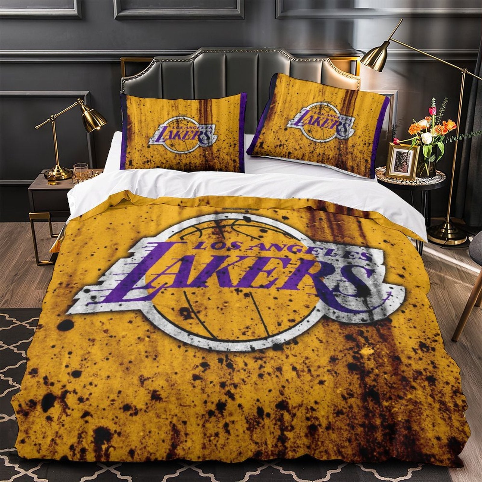 Los Angeles Lakers Bedding Set Pattern Quilt Duvet Cover (Online Order Only)