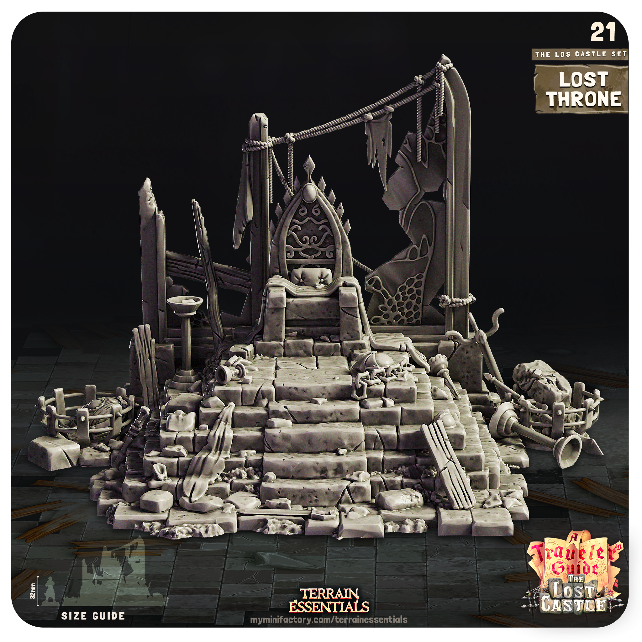 3D Printed Cast n Play Lost Throne The Lost Castle Terrain Set 28mm 32mm D&D (Online Only)