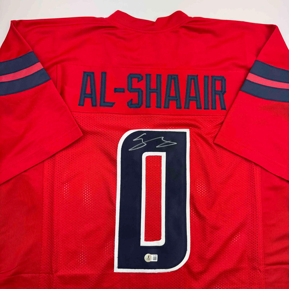Autographed/Signed Azeez Al Shaair Houston Red Football Jersey Beckett BAS COA