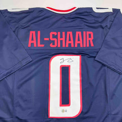 Autographed/Signed Azeez Al Shaair Houston Blue Football Jersey Beckett BAS COA