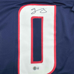 Autographed/Signed Azeez Al Shaair Houston Blue Football Jersey Beckett BAS COA