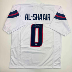 Autographed/Signed Azeez Al Shaair Houston White Football Jersey Beckett BAS COA