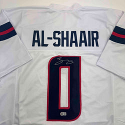 Autographed/Signed Azeez Al Shaair Houston White Football Jersey Beckett BAS COA