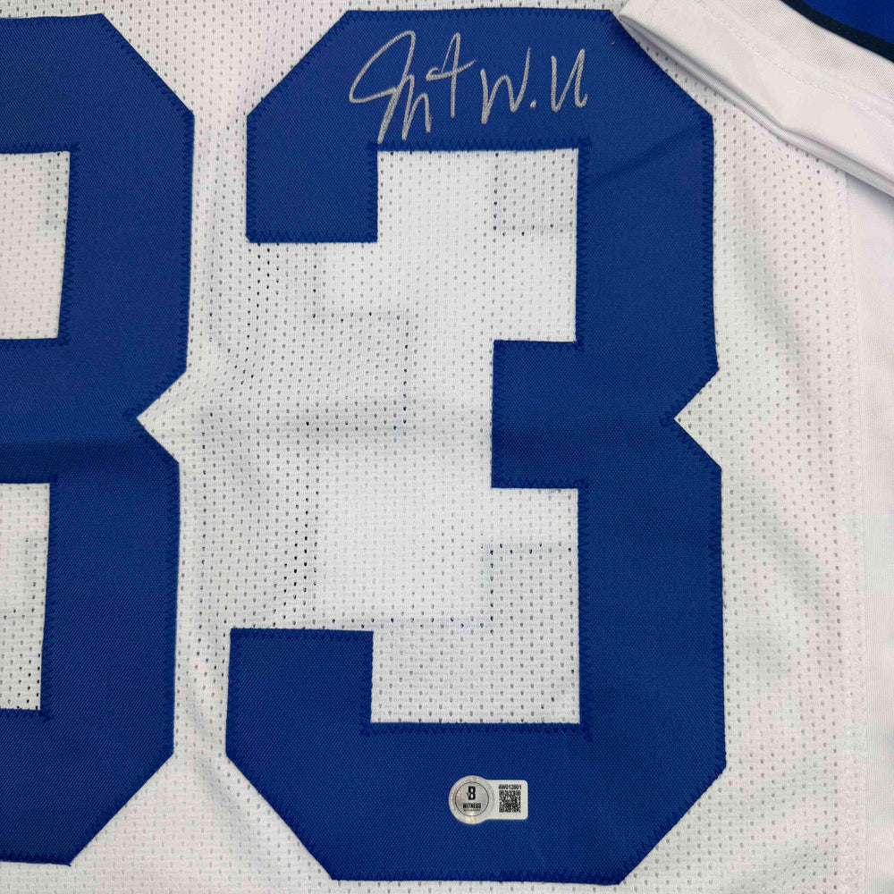 Autographed/Signed Javonte Williams Dallas White Football Jersey Beckett BAS COA