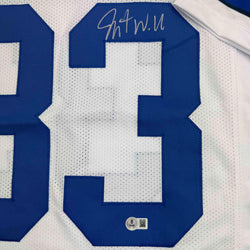 Autographed/Signed Javonte Williams Dallas White Football Jersey Beckett BAS COA