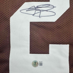 Autographed/Signed Johnny Manziel Cleveland Football Brown Jersey Beckett BAS COA