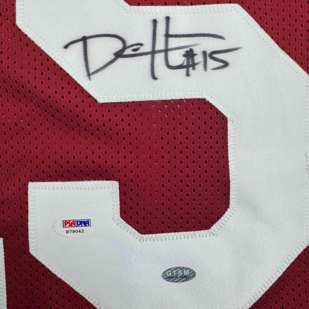 Autographed/Signed Darius Hanks Alabama Red College Football Jersey PSA COA