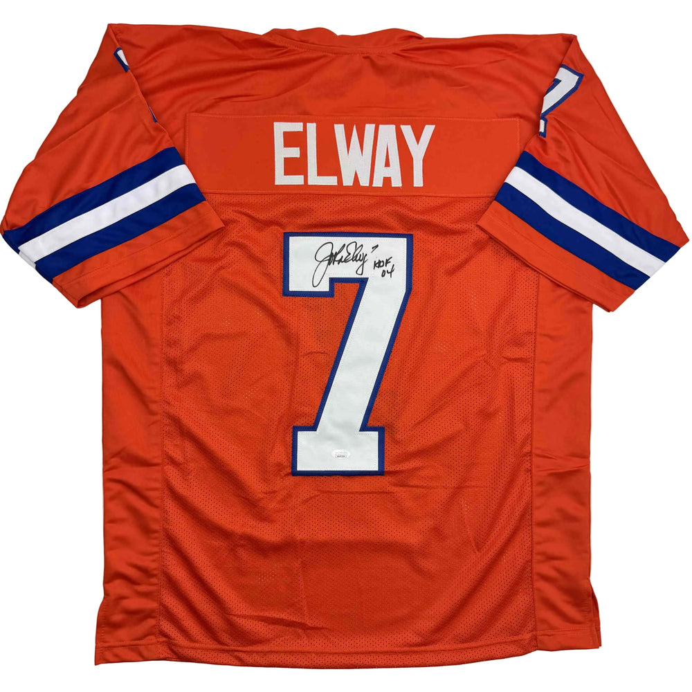 Autographed/Signed John Elway Denver Orange Retro Football Jersey JSA COA