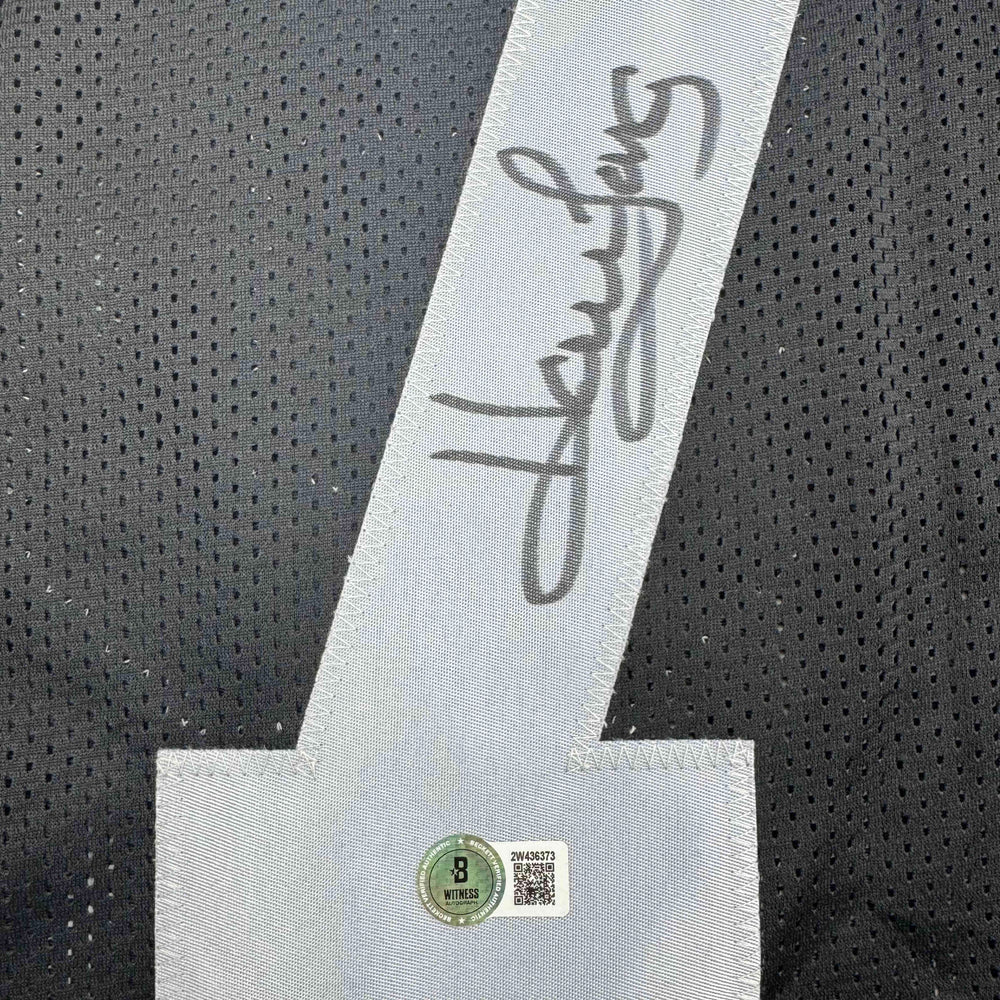Autographed/Signed Howie Long Oakland White Football Jersey Beckett BAS COA