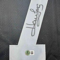 Autographed/Signed Howie Long Oakland White Football Jersey Beckett BAS COA