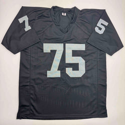 Autographed/Signed Howie Long Oakland White Football Jersey Beckett BAS COA