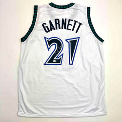 Autographed/Signed Kevin Garnett Minnesota White Basketball Jersey JSA COA