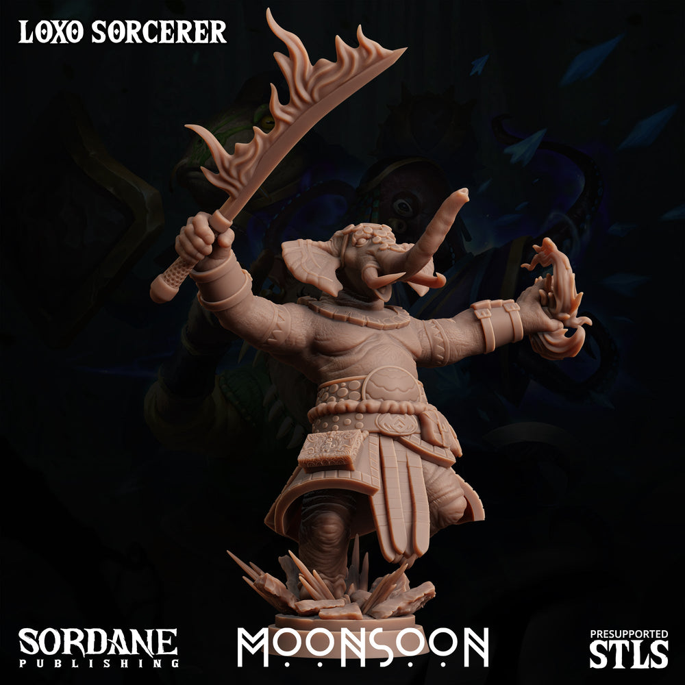 3D Printed Sordane Publishing Loxo Sorcerer Moonsoon 28 32mm D&D (Online Only)