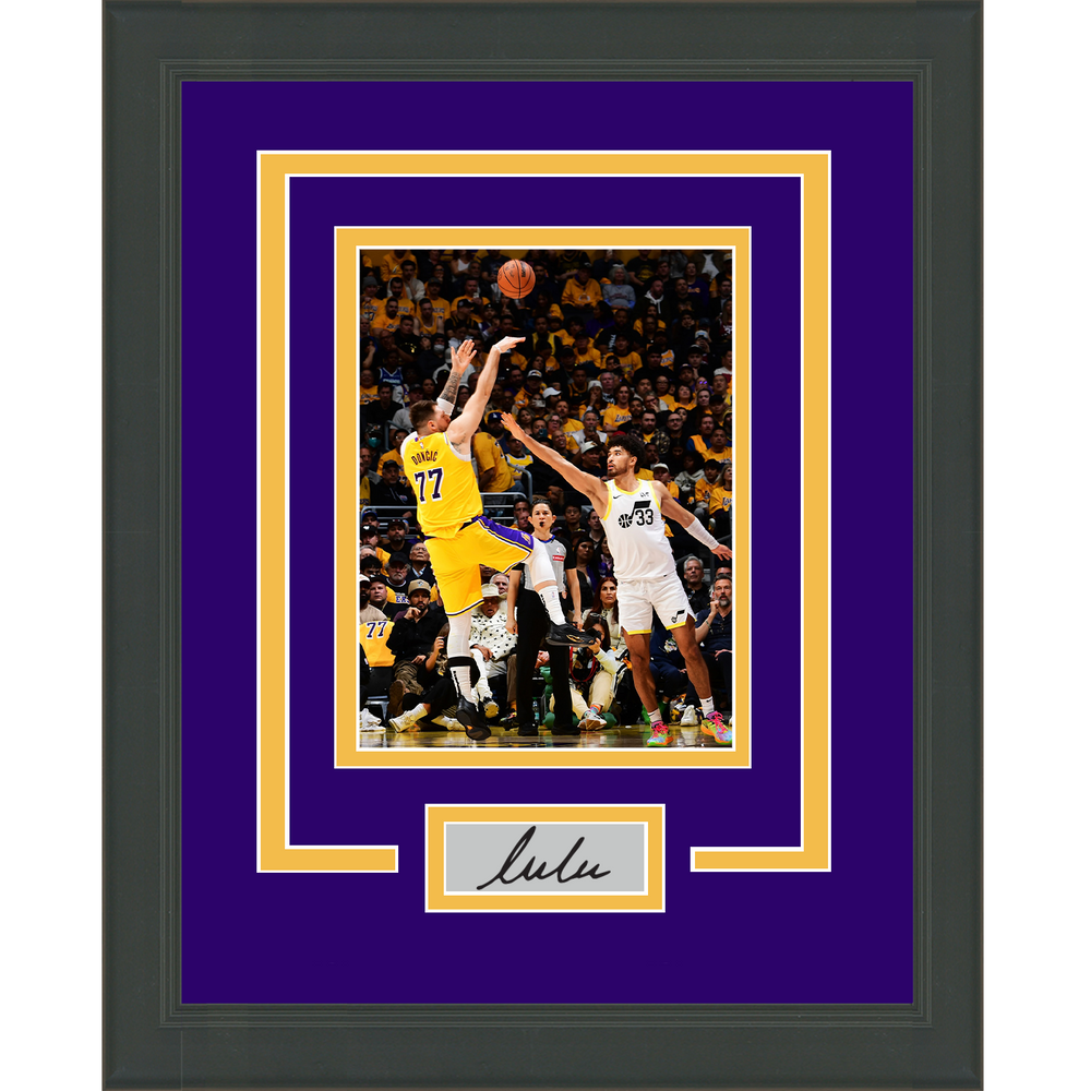 Framed Luka Doncic Debut Fadeaway Facsimile Laser Engraved Signature Auto Los Angeles Lakers 11x14 Basketball Photo (ONLINE ORDER ONLY)