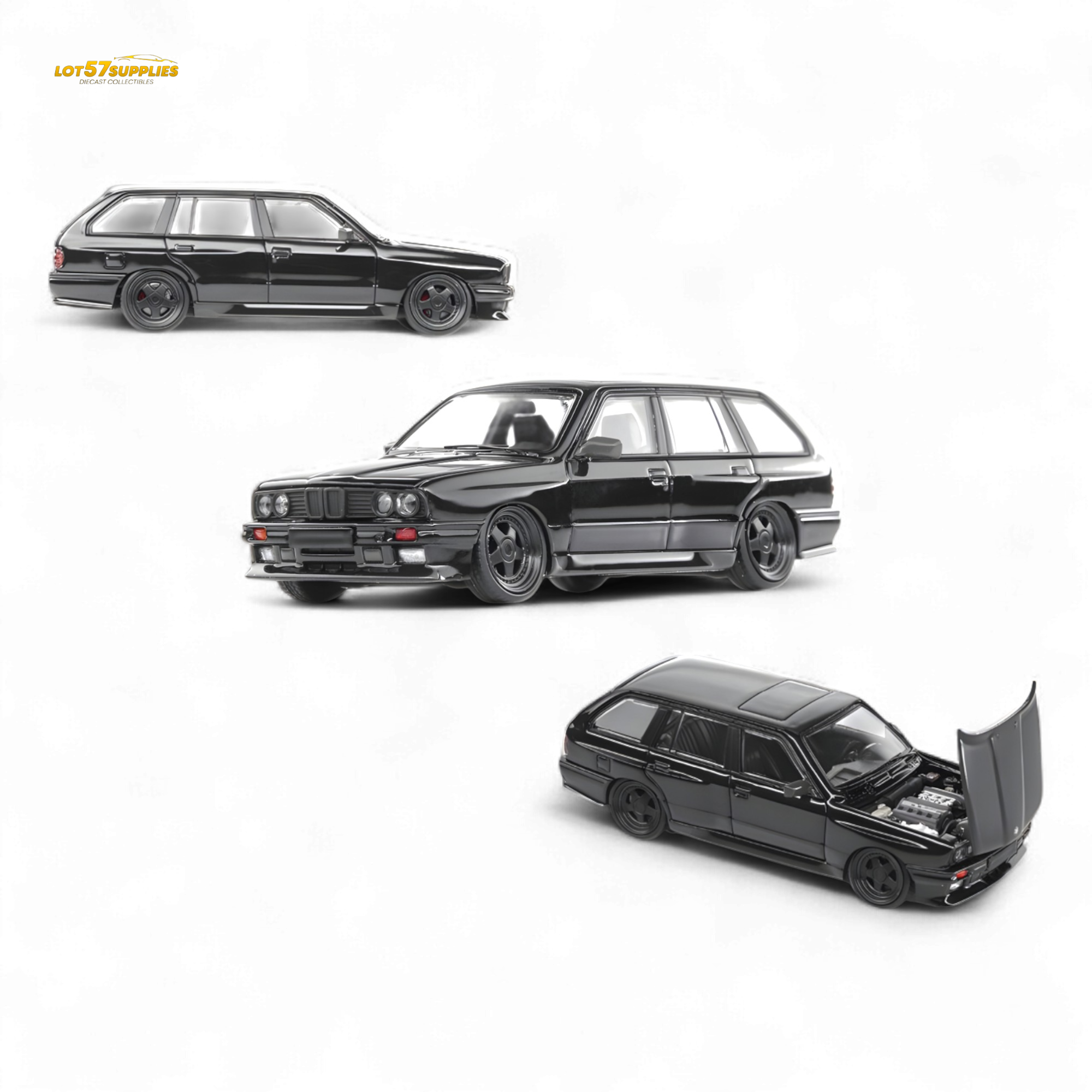 (Pre-Order) Mortal BMW E30 Crock - Openable Hood - Cambered in Full Black 1:64 (ONLINE ORDER ONLY)