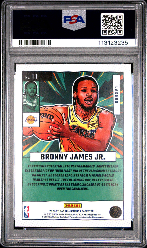 Graded 2024 Panini Donruss Bronny James #11 Net Marvels Rookie RC Basketball Card PSA 10 Gem Mint (ONLINE ORDER ONLY)