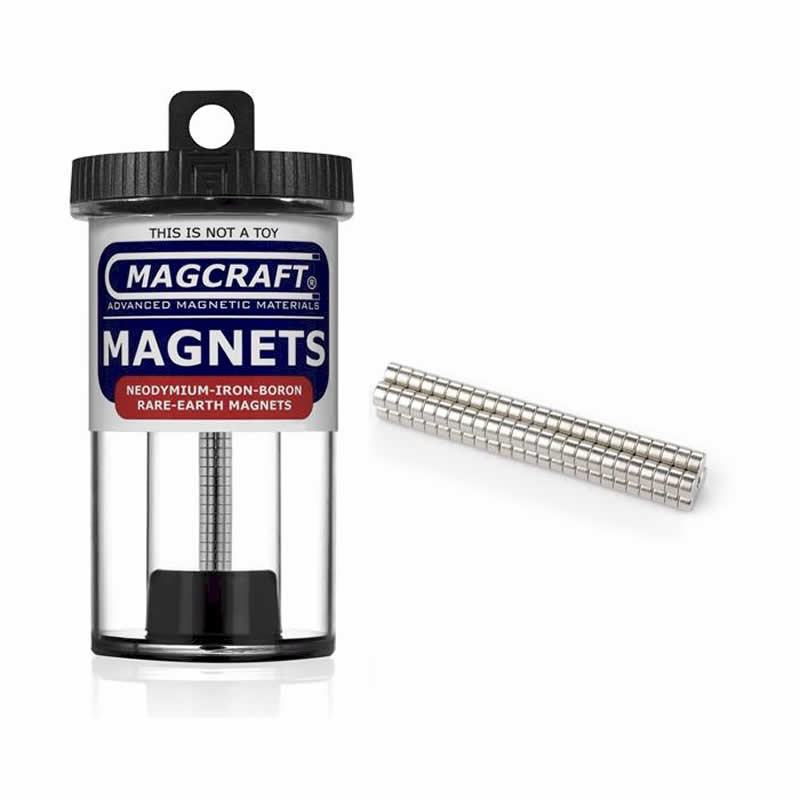 MACNSN0566 Rare Earth Disk Magnets .125x.0625 Thick (3.175 x 1.5875mm) 100-Count by Magcraft (ONLINE ORDER ONLY)