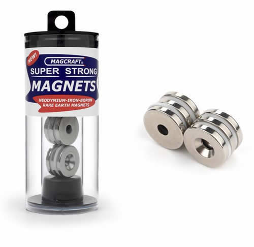 MACNSN0587 Rare Earth Ring Magnets .75 od  x .125Thick x 0.2 Countersunk Hole (19.5 x 3.175 x 5.08mm) 6 Count by Magcraft (ONLINE ORDER ONLY)