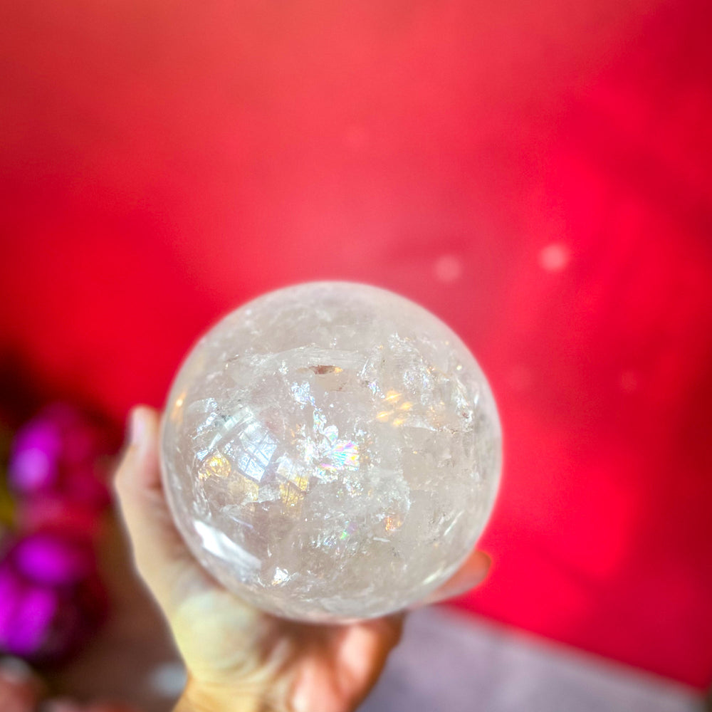 4 1/2" RAINBOW Quartz Sphere, Large Quartz Crystal Ball (ONLINE ORDER ONLY)