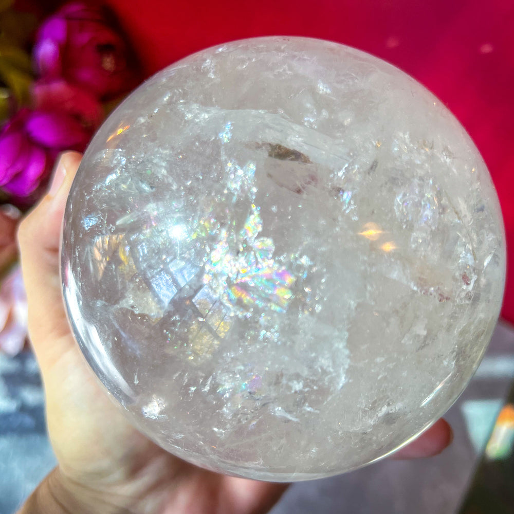 4 1/2" RAINBOW Quartz Sphere, Large Quartz Crystal Ball (ONLINE ORDER ONLY)