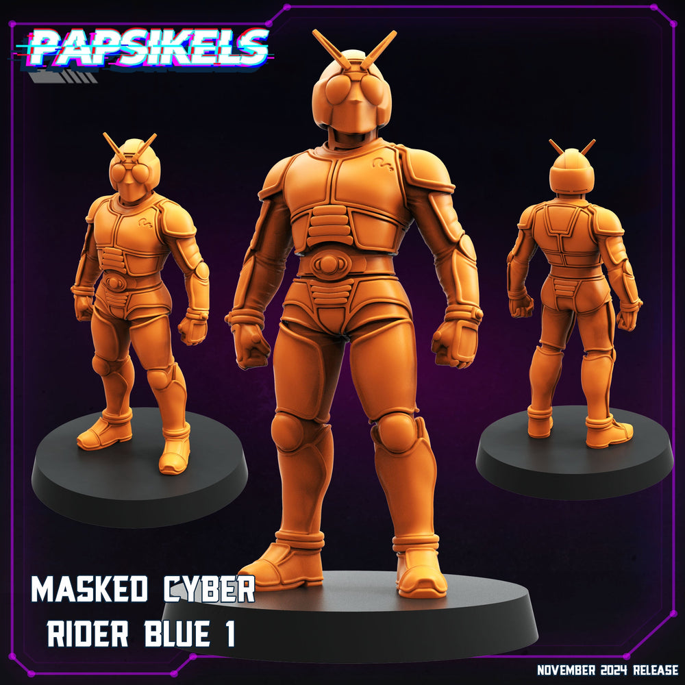 3D Printed Papsikels Masked Cyber Rider Blue Nov 2024 Cyberpunk 28mm 32mm (Online Only)