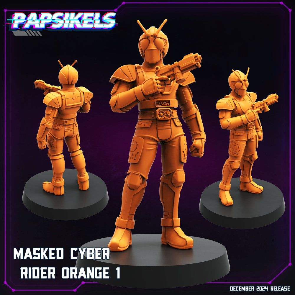 3D Printed Papsikels Masked Cyber Rider Orange Dec. 2024 Cyberpunk 28mm 32mm (Online Only)