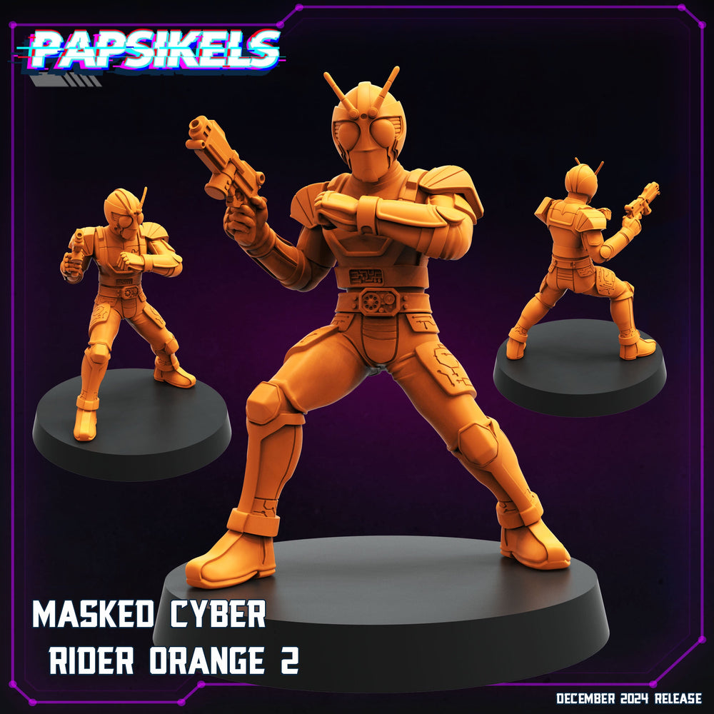 3D Printed Papsikels Masked Cyber Rider Orange Dec. 2024 Cyberpunk 28mm 32mm (Online Only)
