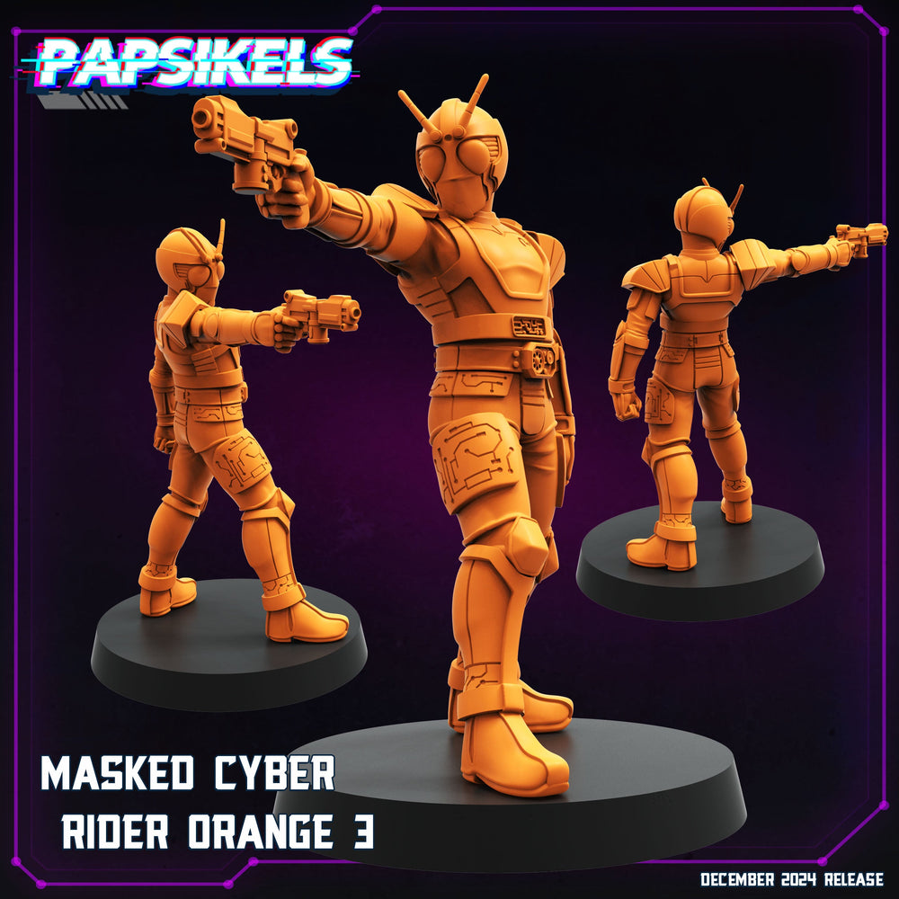 3D Printed Papsikels Masked Cyber Rider Orange Dec. 2024 Cyberpunk 28mm 32mm (Online Only)
