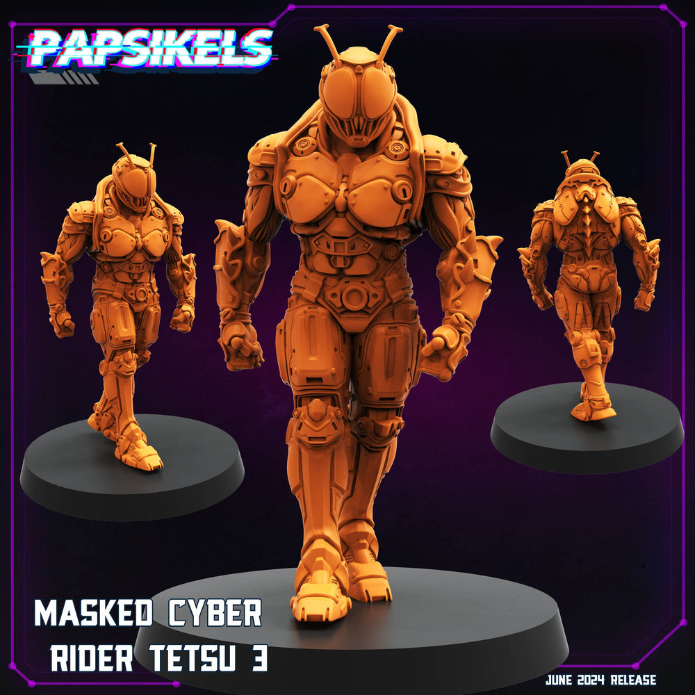 3D Printed Papsikels Masked Cyber Rider Tetsu Set JUNE 2024 TRIBES - CYBERPUNK 28mm 32mm (Online Only)