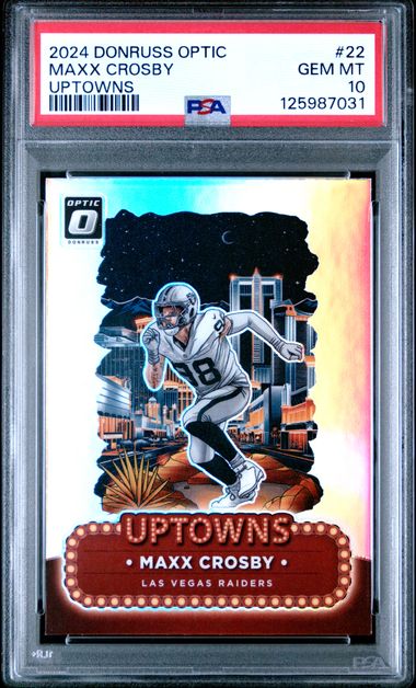 Graded 2024 Panini Donruss Optic Maxx Crosby #22 Uptowns Football Card PSA 10 Gem Mint (ONLINE ORDER ONLY)