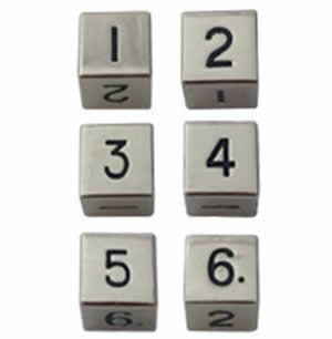 MET0026 Silver Color Solid Metal Dice Polyhedral D6 16mm (5/8in) Pack of 6 (ONLINE ORDER ONLY)