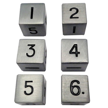 MET0066 Antique Silver Color Solid Metal Dice D6 16mm (5/8in) Pack of 6 (ONLINE ORDER ONLY)