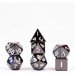 MET008 Sterling Gray Color Solid Metal Dice 16mm (5/8in) 7-Dice Set Metallic Dice Games (ONLINE ORDER ONLY)