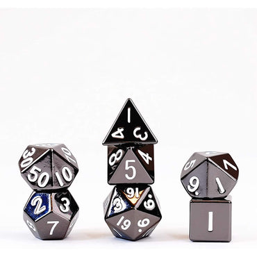 MET008 Sterling Gray Color Solid Metal Dice 16mm (5/8in) 7-Dice Set Metallic Dice Games (ONLINE ORDER ONLY)