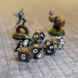 MET008 Sterling Gray Color Solid Metal Dice 16mm (5/8in) 7-Dice Set Metallic Dice Games (ONLINE ORDER ONLY)