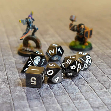 MET008 Sterling Gray Color Solid Metal Dice 16mm (5/8in) 7-Dice Set Metallic Dice Games (ONLINE ORDER ONLY)