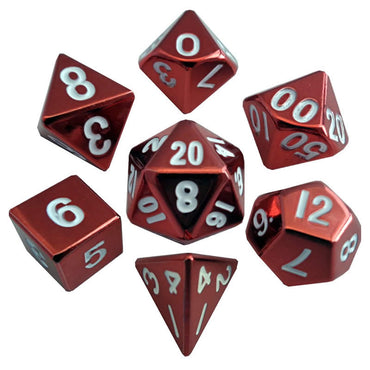 MET011 Red Painted Solid Metal Dice Polyhedral 16mm (5/8in) 7-Dice Set (ONLINE ORDER ONLY)