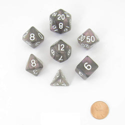 MET174 Stardust Supervolcano Resin Dice White Numbers 16mm (5/8in) 7-Dice Set (ONLINE ORDER ONLY)
