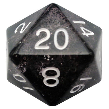 MET20320 Black Ethereal Acrylic Die with White Numbers D20 35mm (1.38in) Pack of 1 Metallic Dice Games (ONLINE ORDER ONLY)