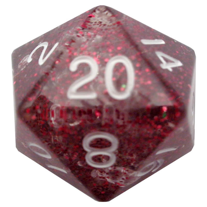 MET20820 Light Purple Ethereal Acrylic Die White Numbers D20 35mm Pack of 1 (ONLINE ORDER ONLY)