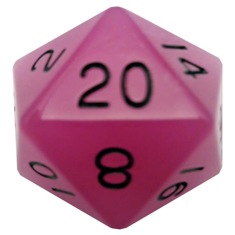 MET30720 Purple Glow In The Dark Acrylic Die Black Numbers D20 35mm Pack of 1 (ONLINE ORDER ONLY)