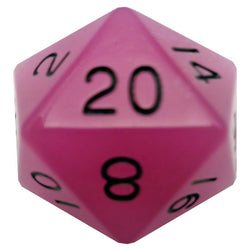 MET30720 Purple Glow In The Dark Acrylic Die Black Numbers D20 35mm Pack of 1 (ONLINE ORDER ONLY)