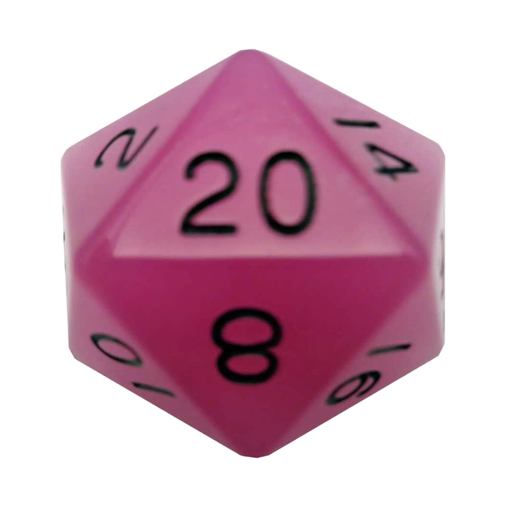 MET30720 Purple Glow In The Dark Acrylic Die Black Numbers D20 35mm Pack of 1 (ONLINE ORDER ONLY)