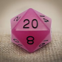 MET30720 Purple Glow In The Dark Acrylic Die Black Numbers D20 35mm Pack of 1 (ONLINE ORDER ONLY)