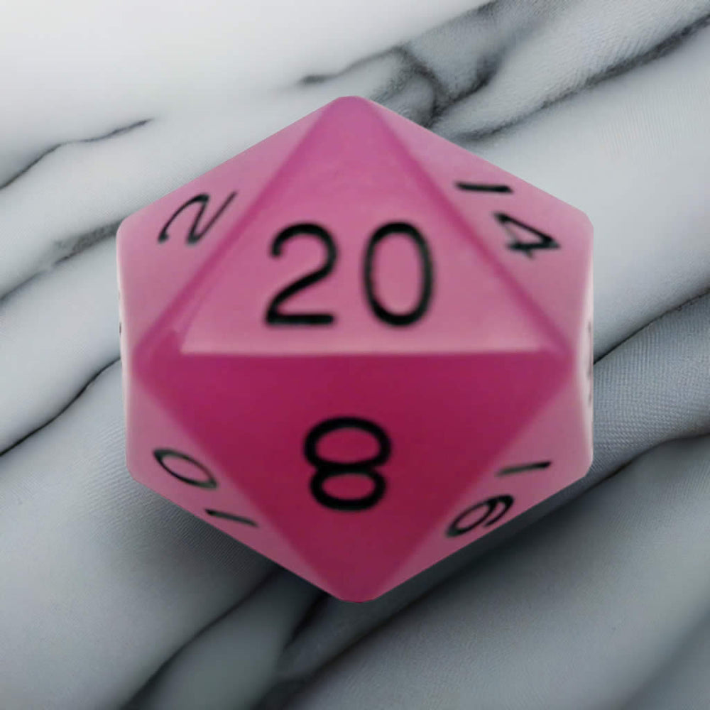 MET30720 Purple Glow In The Dark Acrylic Die Black Numbers D20 35mm Pack of 1 (ONLINE ORDER ONLY)