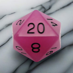 MET30720 Purple Glow In The Dark Acrylic Die Black Numbers D20 35mm Pack of 1 (ONLINE ORDER ONLY)
