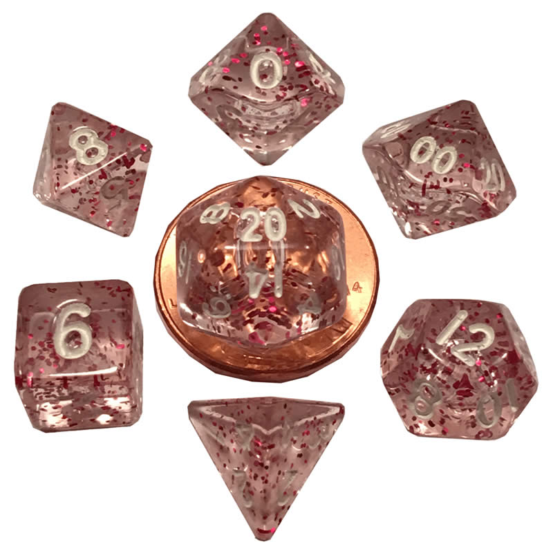 MET4208 Light Purple Ethereal Resin Dice White Numbers 10mm 7-Dice Set (ONLINE ORDER ONLY)